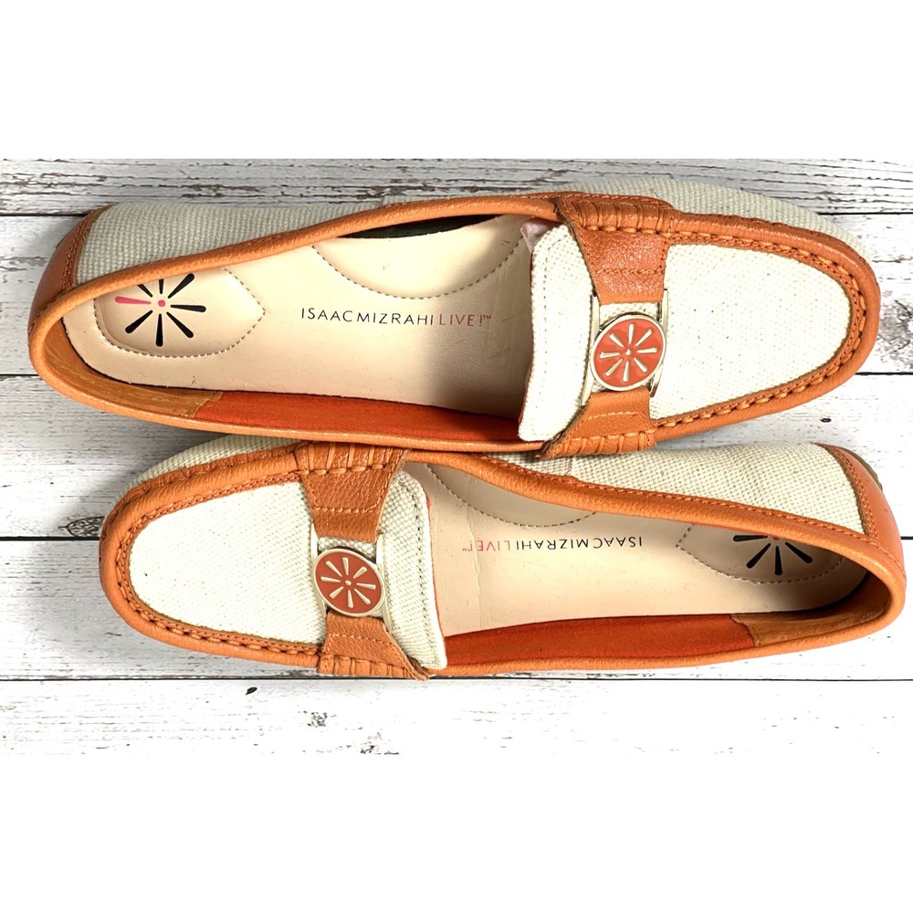 Isaac Mizrahi Live! women's loafers  Orange Trim With Canvas Size 8.5M‎ - Picture 11 of 16